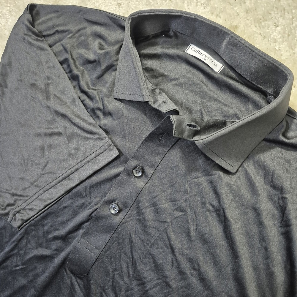 Collars and Co Dress Collar Polo Shirt Mens Large Black Performance Office Golf